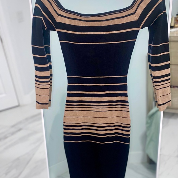 Fashion Nova Catch Me Offline Sweater dress- Black/Brown - Picture 1 of 2